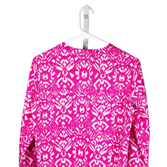 Ralph Lauren Women's Blouse Pink White Geometric Abstract Long Sleeve Top PS - Picture 7 of 9